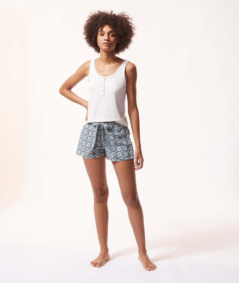 Short de pyjama imprimé bleu.