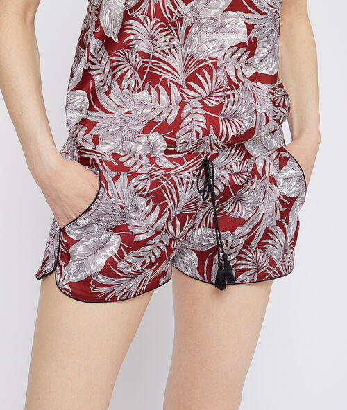 Short imprimé feuillage brique roux.
