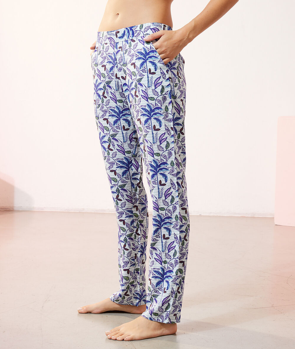 Pantalon de pyjama imprimé bleu.