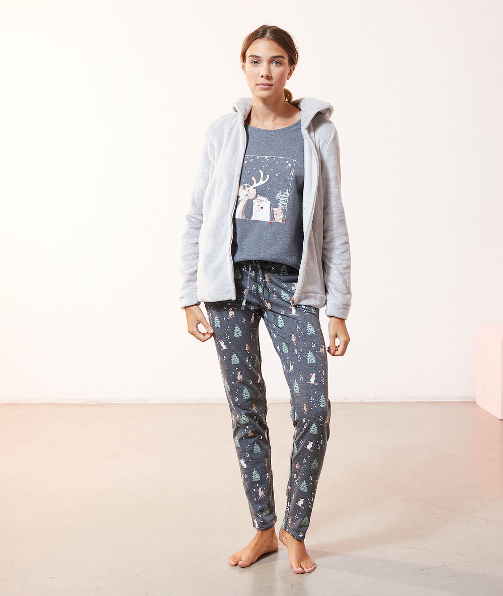 Pyjama 3 pièces gris.