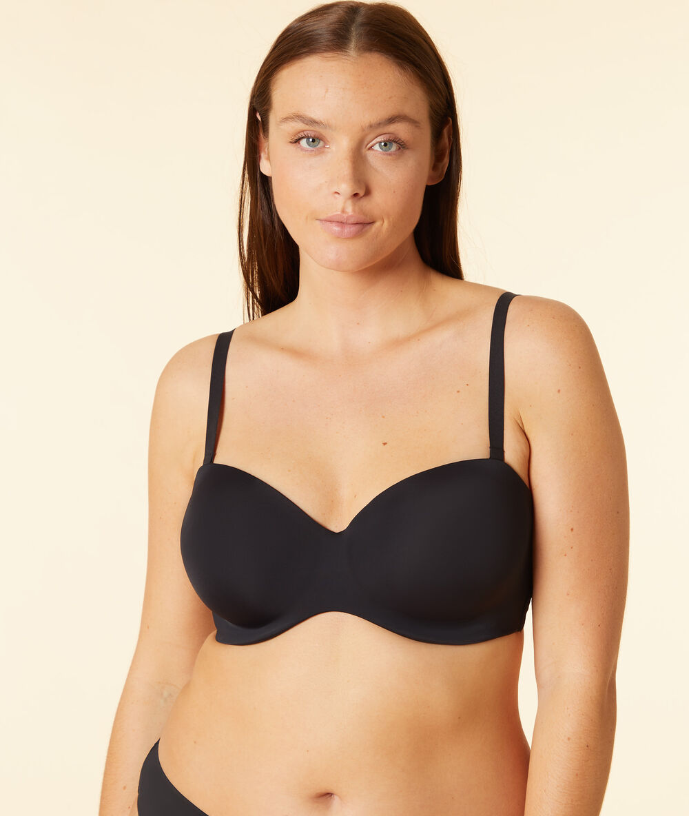 Bandeau micro, bretelles amovibles bonnet e noir.
