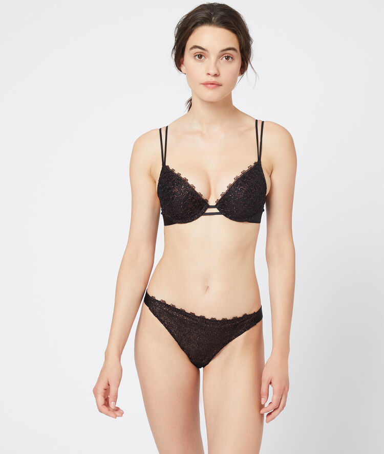 Tanga aus spitze mit metallic-fasern bronze.
