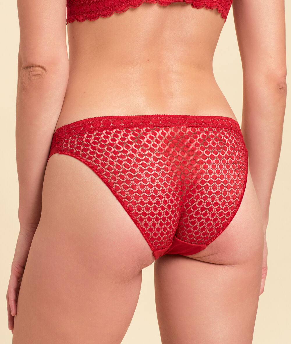 Slip aus mikrofaser und spitze rot.