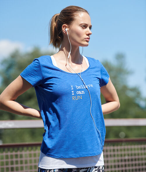 Sport-t-shirt, integriertes top azur blau.