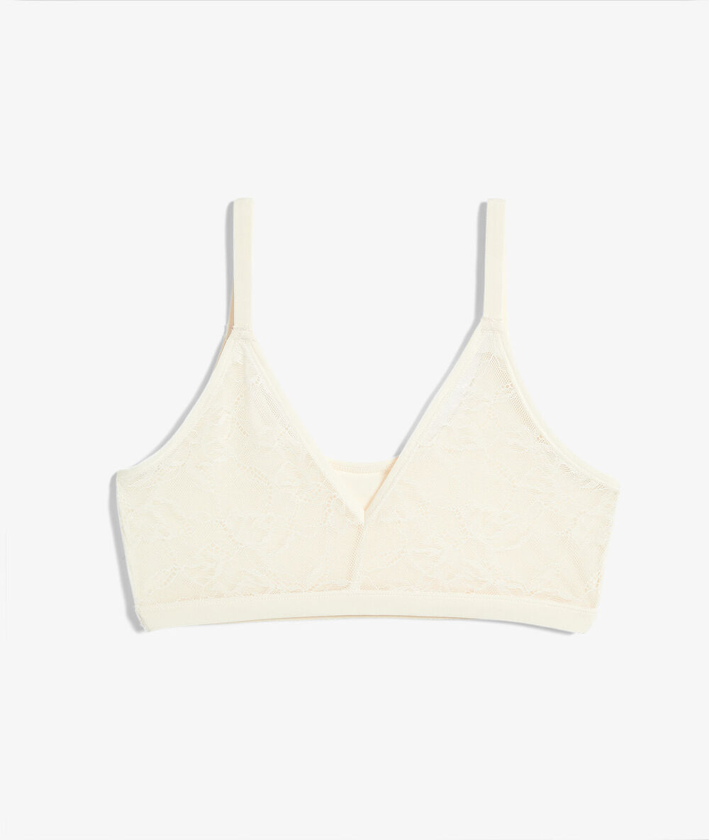Wende-bustier aus spitze und mikrofaser ekrü.