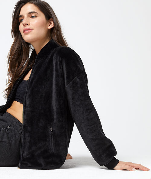 Veste homewear &eacute;paisse ultra douce noir.
