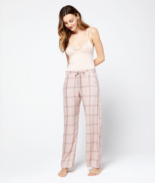 Caprihose mit tartan-print rosa.