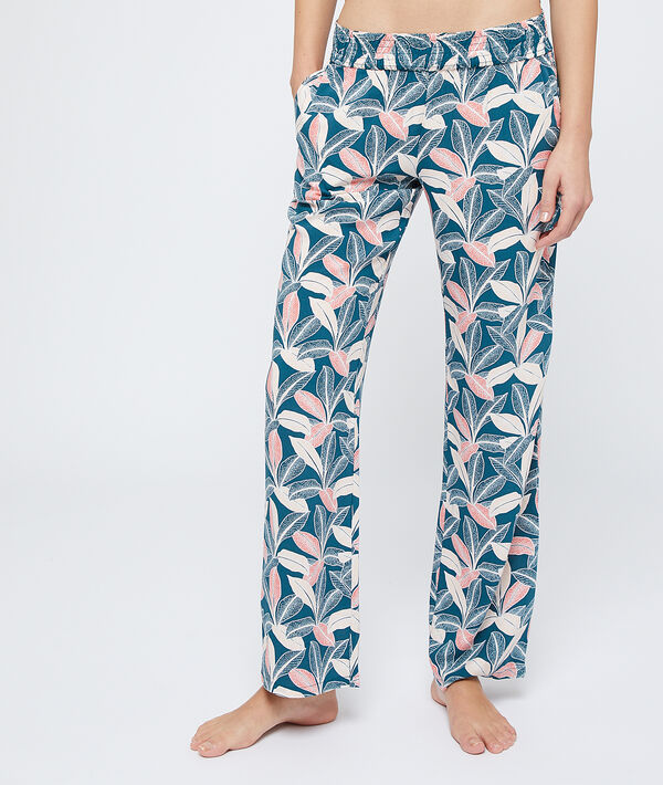 Hose aus EcoVero-Viscose mit Blätter-Print Hose aus EcoVero-Viscose mit Blätter-Print;${refinementColor}