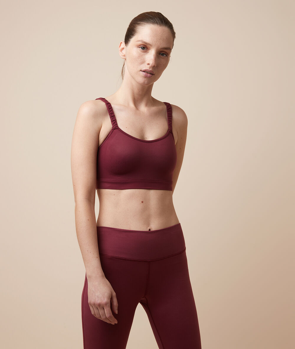 Yoga-bustier – mittlerer halt grenat burgund.