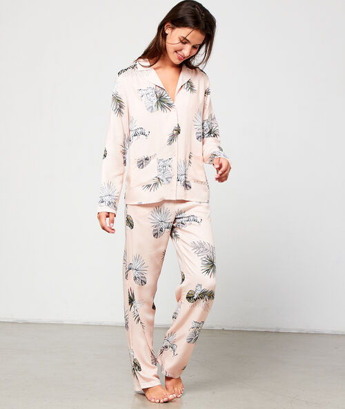 Chemise de pyjama imprimée jungle rose.