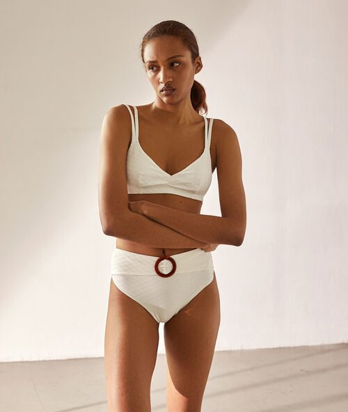 Bikinioberteil in bandeau-form aus strukturiertem material ekrü.