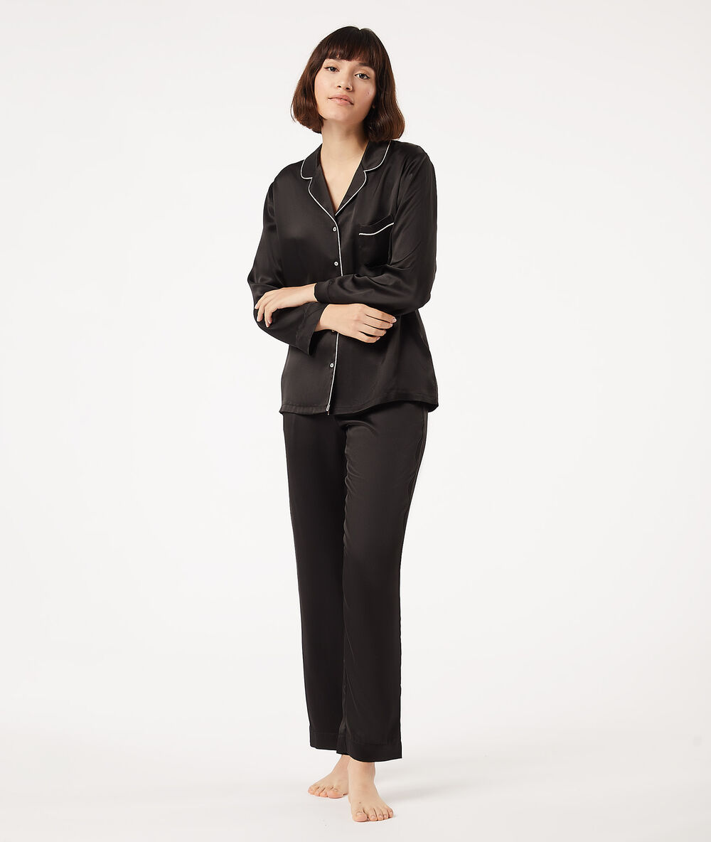 Pantalon en soie noir.