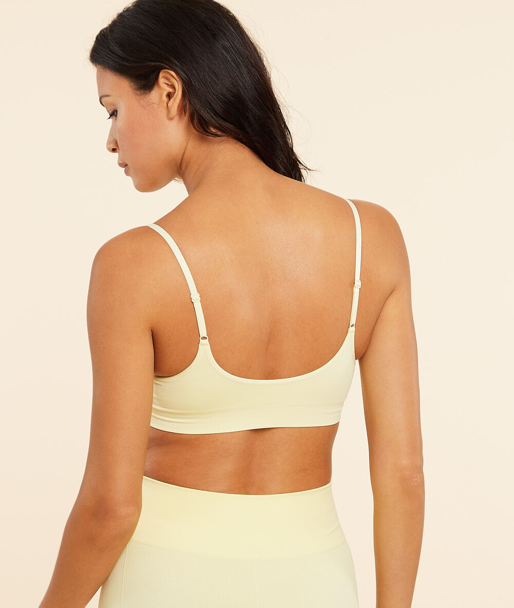 Brassière de yoga - maintien medium jaune pale.