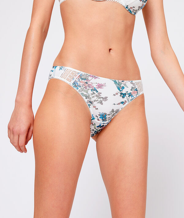 Slip à imprimé fleuri, détails dentelle Slip à imprimé fleuri, détails dentelle
