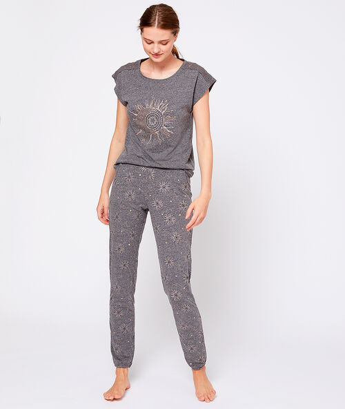 Pantalon imprimé gris.