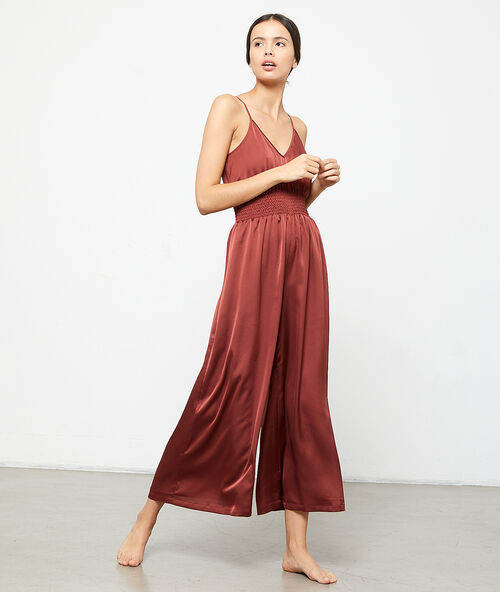 Combi pantalon satin&eacute;e brique.