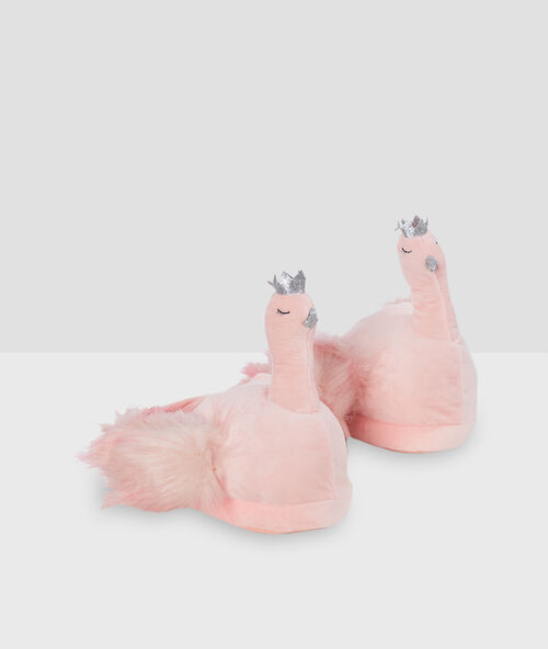 Pantoffeln mit 3d-strau&szlig; rosa.