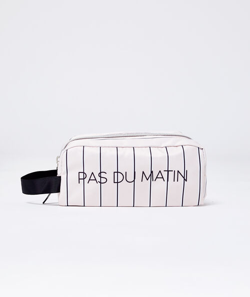 Trousse de toilette "pas du matin" rose.