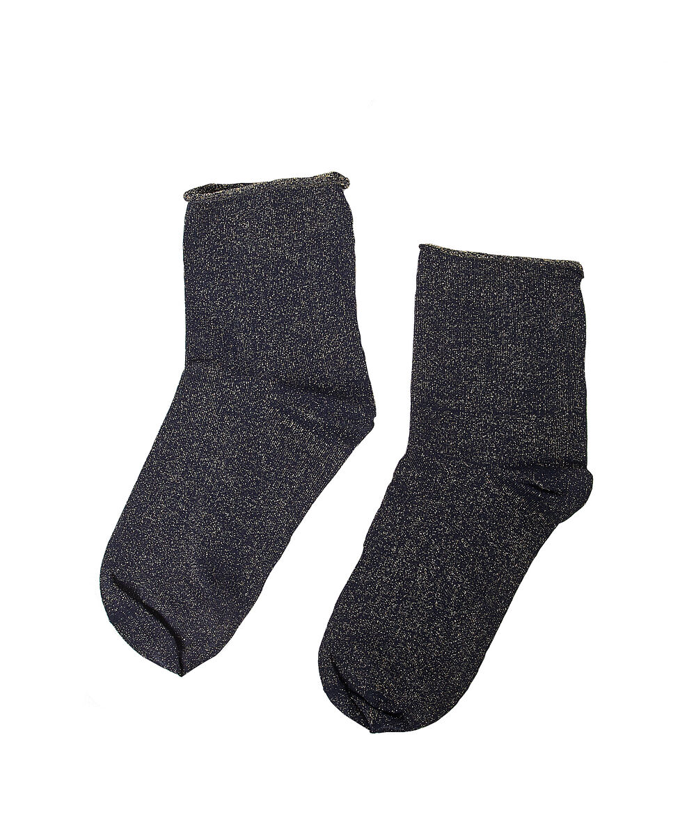 Chaussettes fil métallisé bleu nuit.
