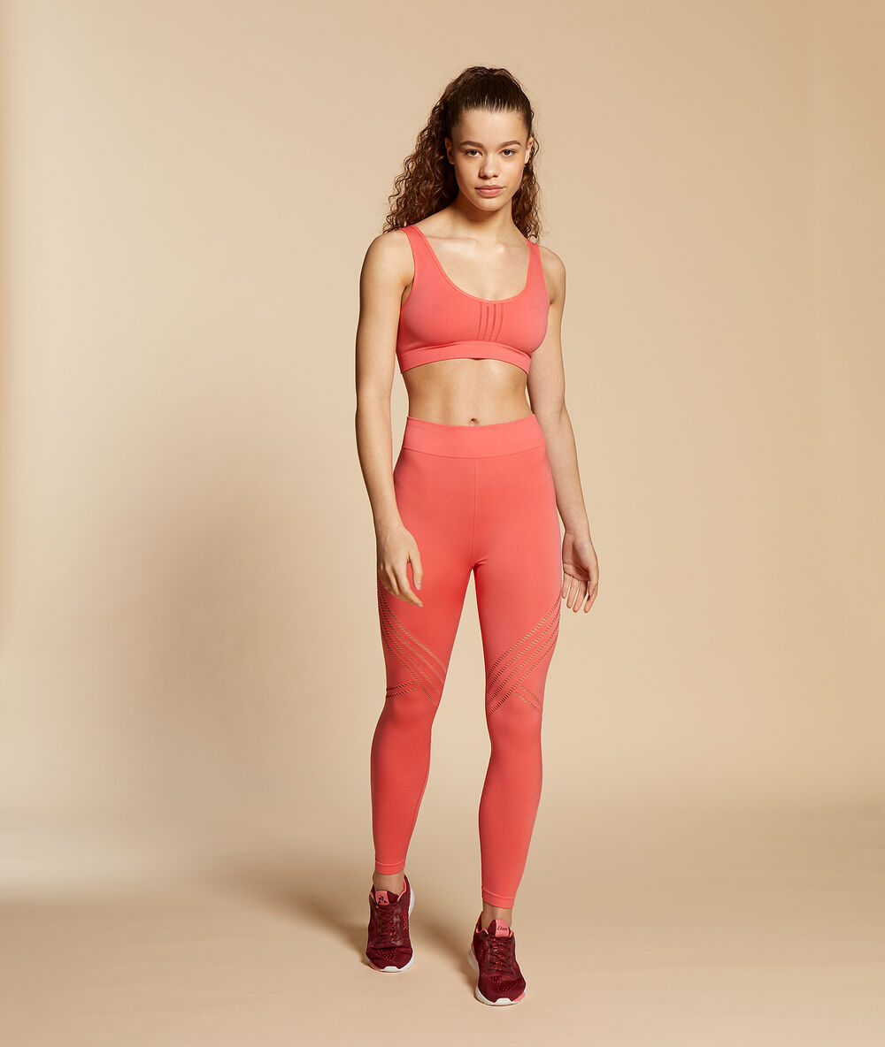 Nahtloses sportbustier – mittlerer halt korallenrot.