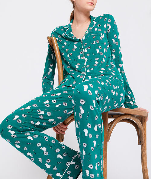 Hose mit print aus umweltbewusster viskose gr&uuml;n.