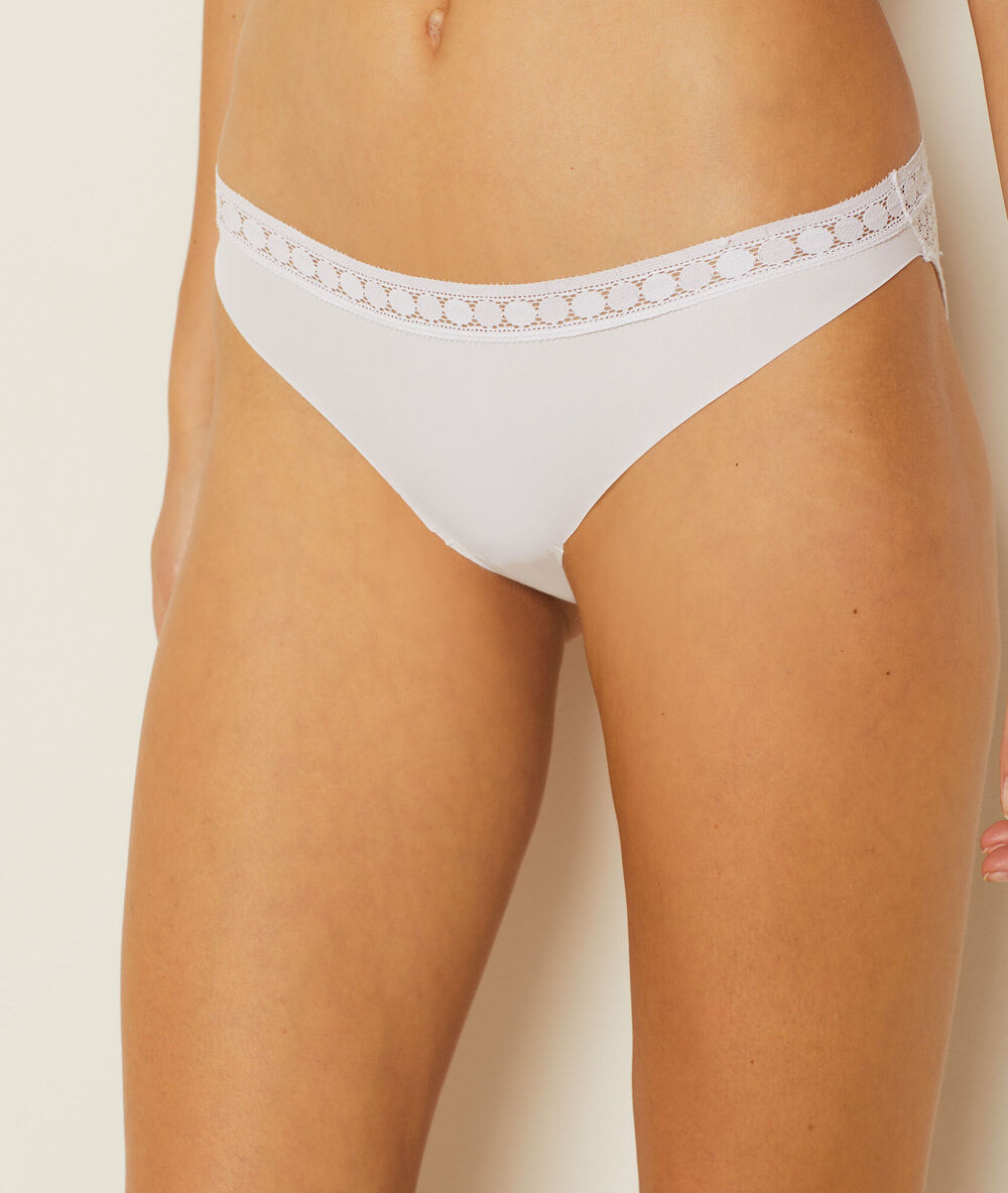 Panty aus mikrofaser und spitze weiß.
