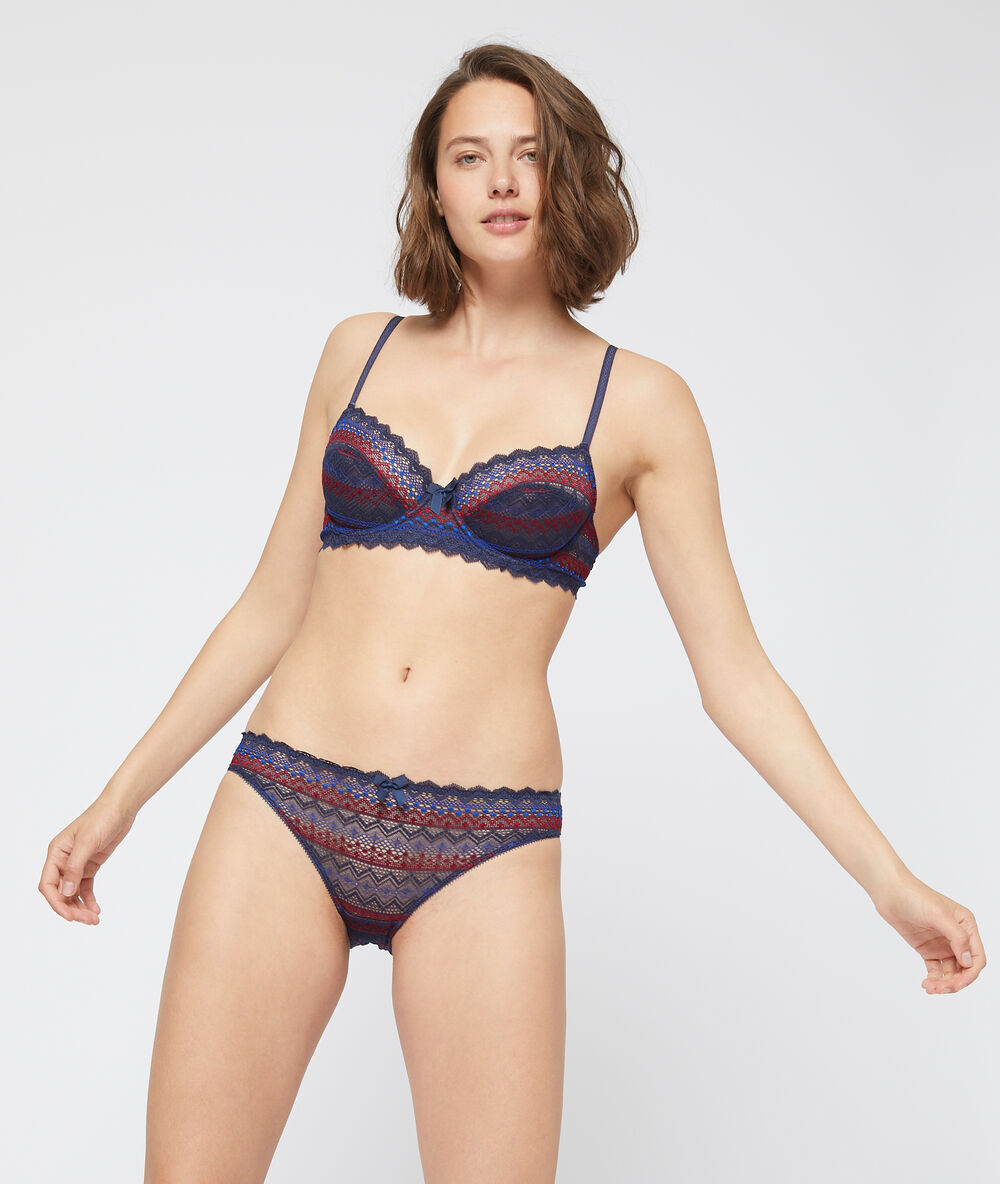 Culotte en dentelle géométrique marine.