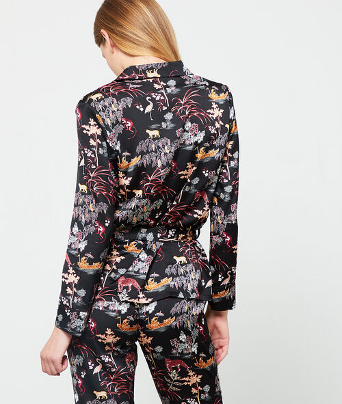 Chemise de pyjama satinée imprimée Chemise de pyjama satinée imprimée