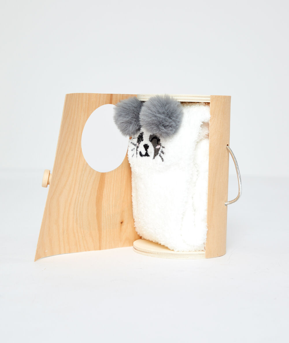 Chaussettes homewear panda blanc.