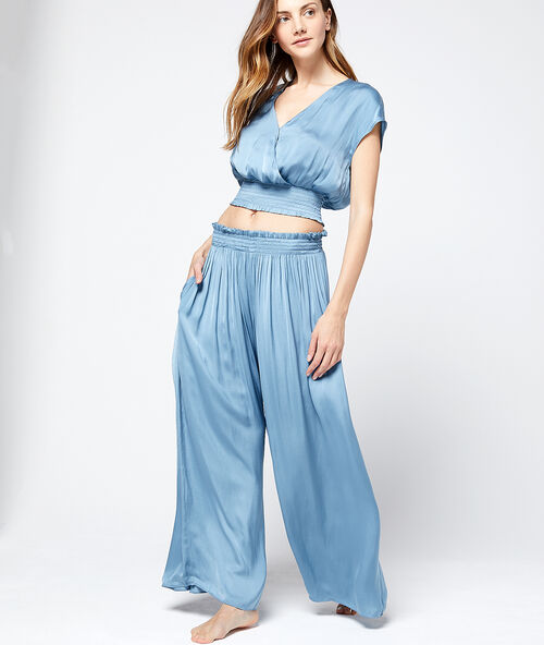 Extra weite, seidig schimmernde hose himmelblau.