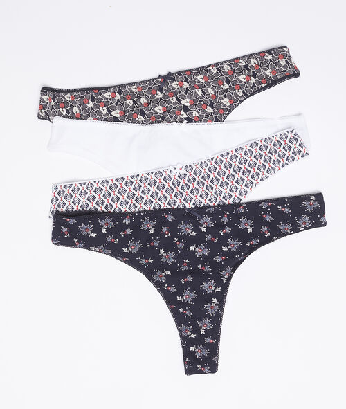 Lot de 4 tangas en coton Lot de 4 tangas en coton