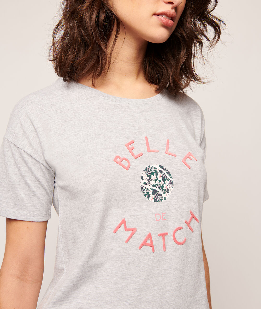 T-shirt mit print „belle de match“ grau.