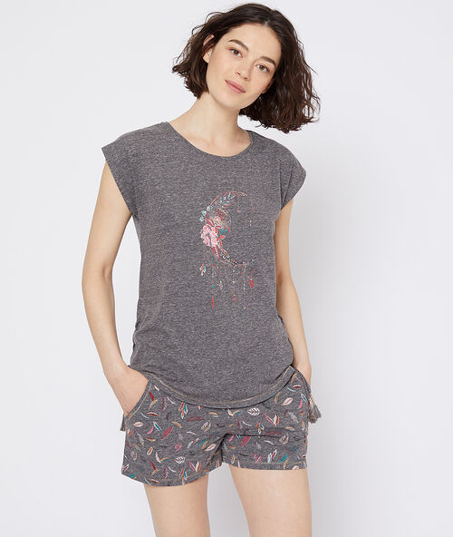 T-shirt mit mond-print anthrazit.