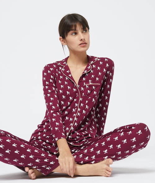 Hose mit pudel-print burgund.