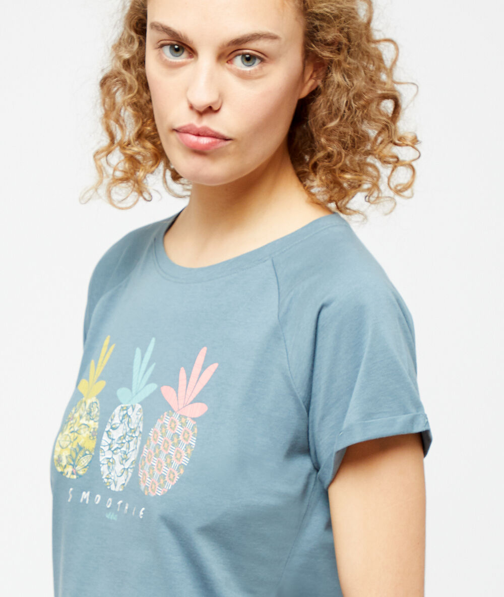 Nachthemd mit ananas-print blau.