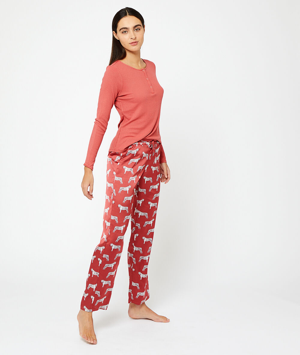Pantalon à imprimé "fauves" rose.