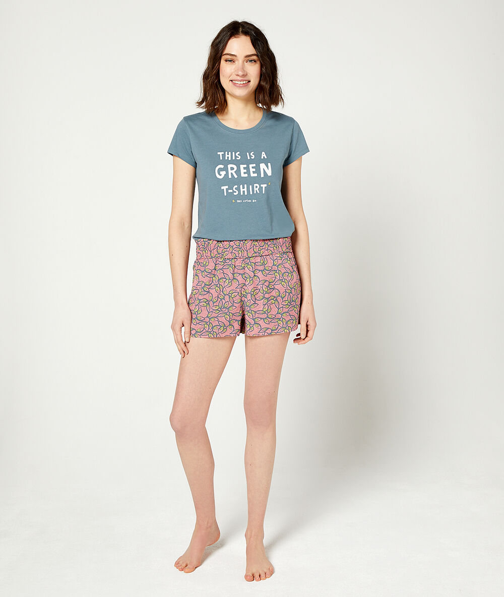 Short imprimé feuillage rose.