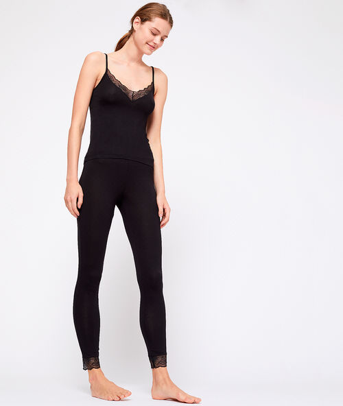 Leggings mit spitzensaum schwarz.
