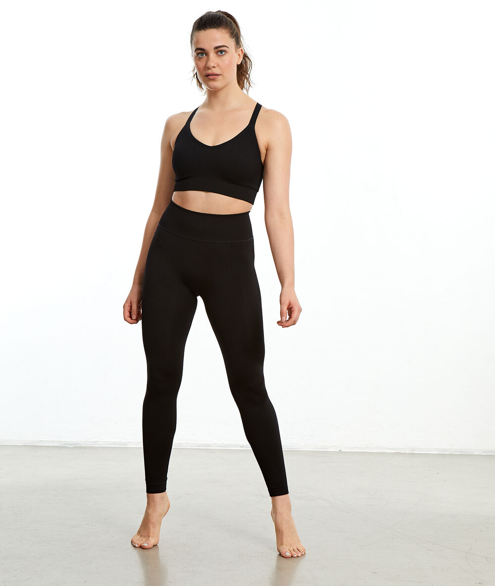 Lange nahtlose yoga-leggings schwarz.