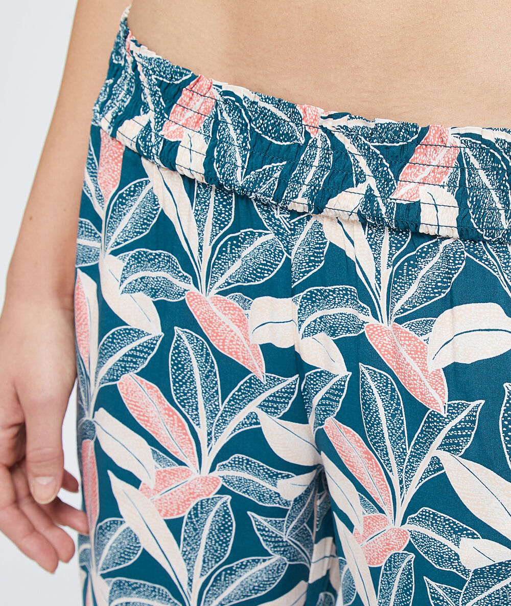 Hose aus ecovero-viscose mit blätter-print multicolore.