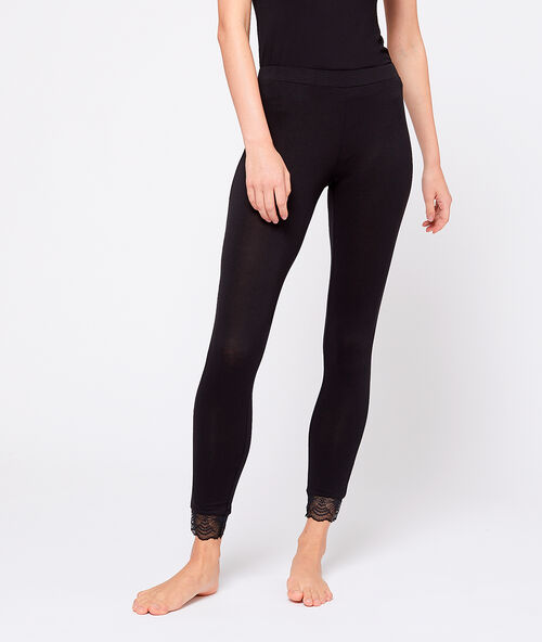 Leggings mit spitzensaum schwarz.