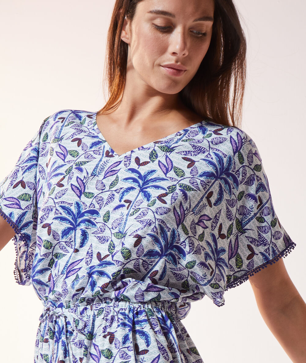 Nachthemd mit print blau.