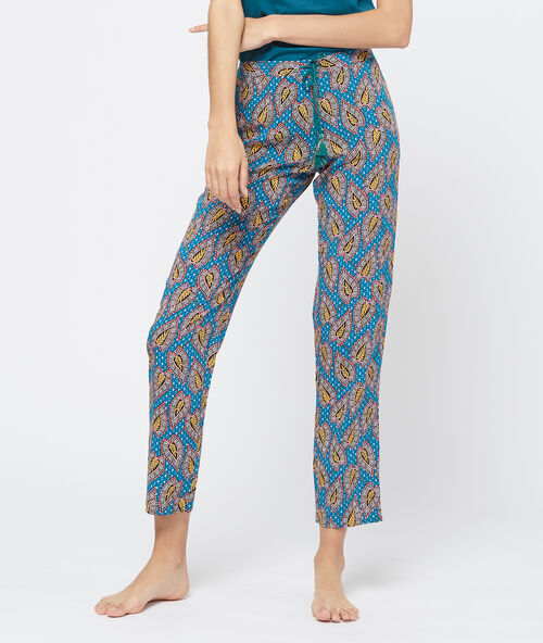 Hose mit print blau.