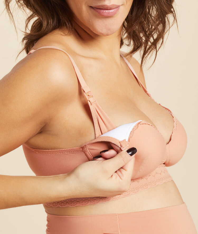 Soutien-gorge coques fines, clips d'allaitement blush.