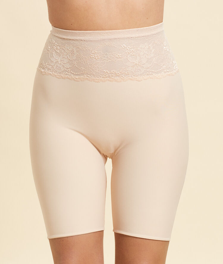 Panty sculptant, détails dentelle - maintien médium beige.