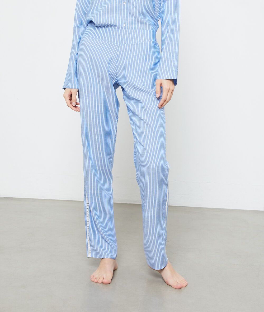 Pantalon rayé à bandes latérales bleu.