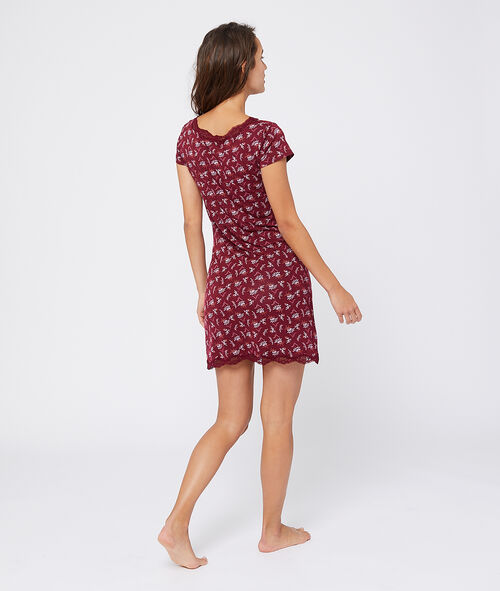 Nuisette imprimé fleuri décolleté dentelle Nuisette imprimé fleuri décolleté dentelle