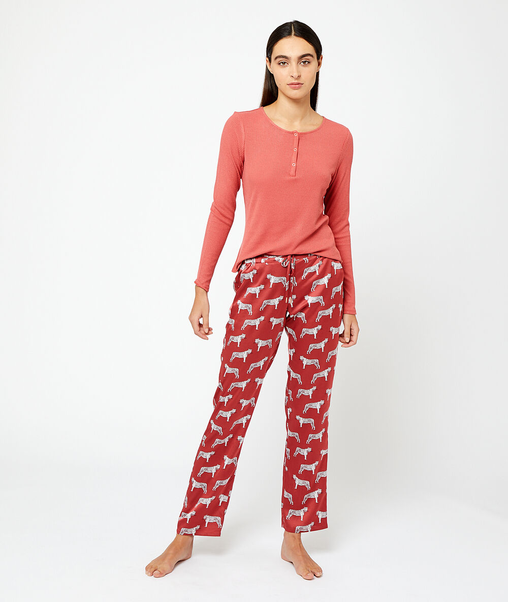 Pantalon à imprimé "fauves" rose.