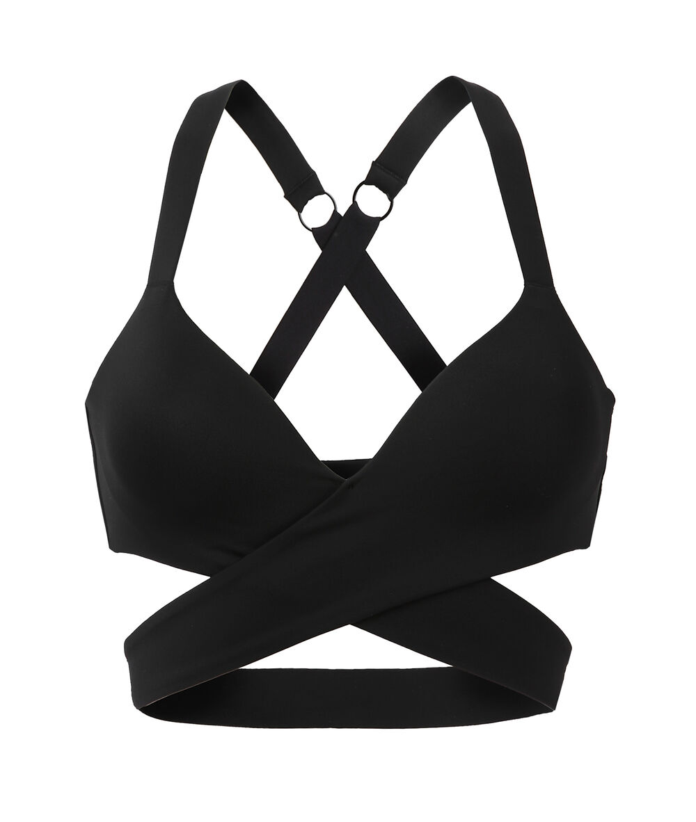 Brassière de sport, effet plongeant - maintien médium noir.