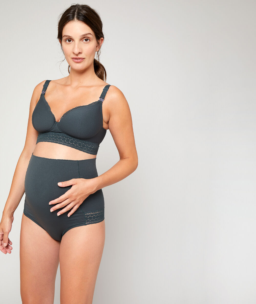 Panty mit hoher taille, gürtel umklappbar kaki.